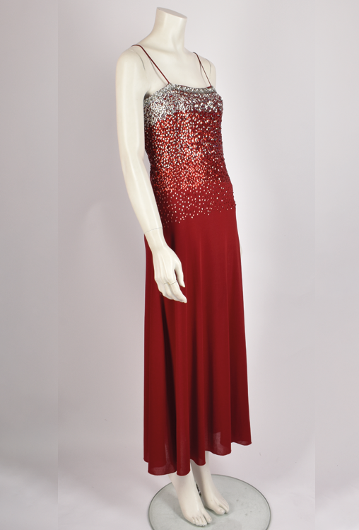 LESLEY SANDRA RED SEQUIN MAXI DRESS