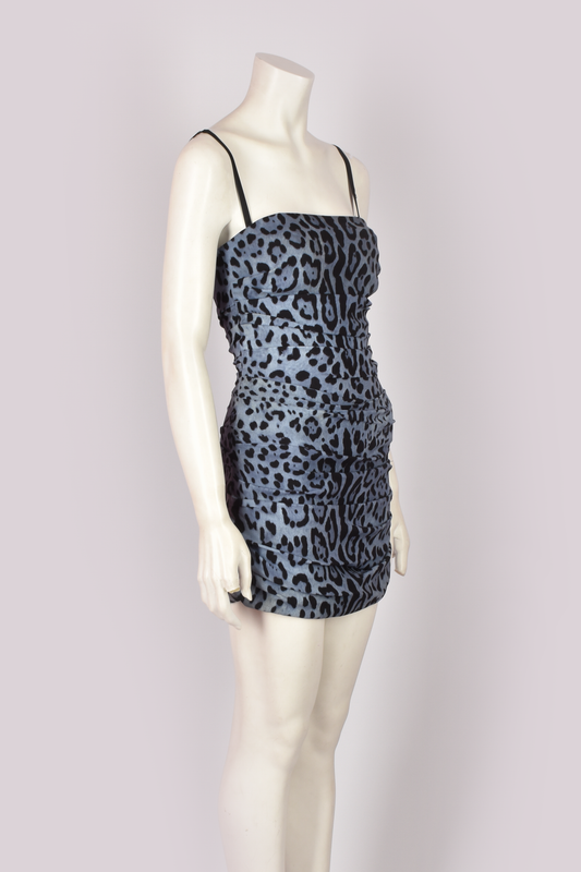 DOLCE&GABANNA BLUE LEOPARD PRINT DRESS