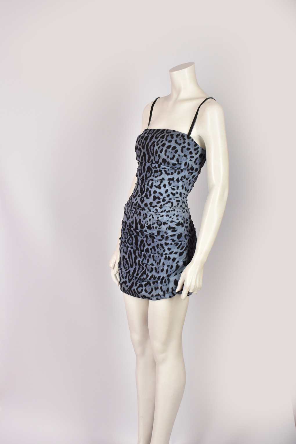DOLCE&GABANNA BLUE LEOPARD PRINT DRESS