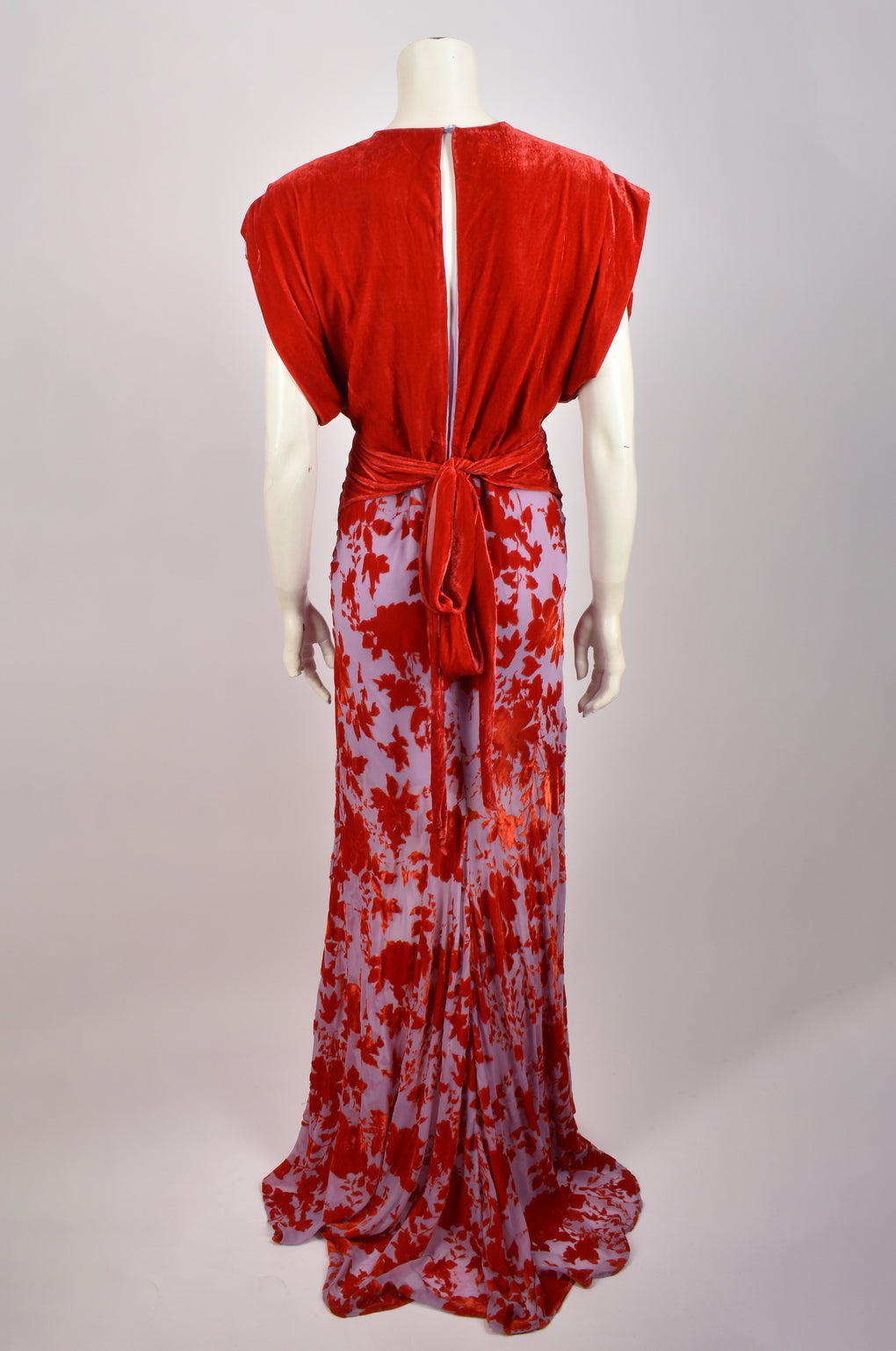 PHILOSOPHY RED AND PURPLE VELVET LONG DRESS