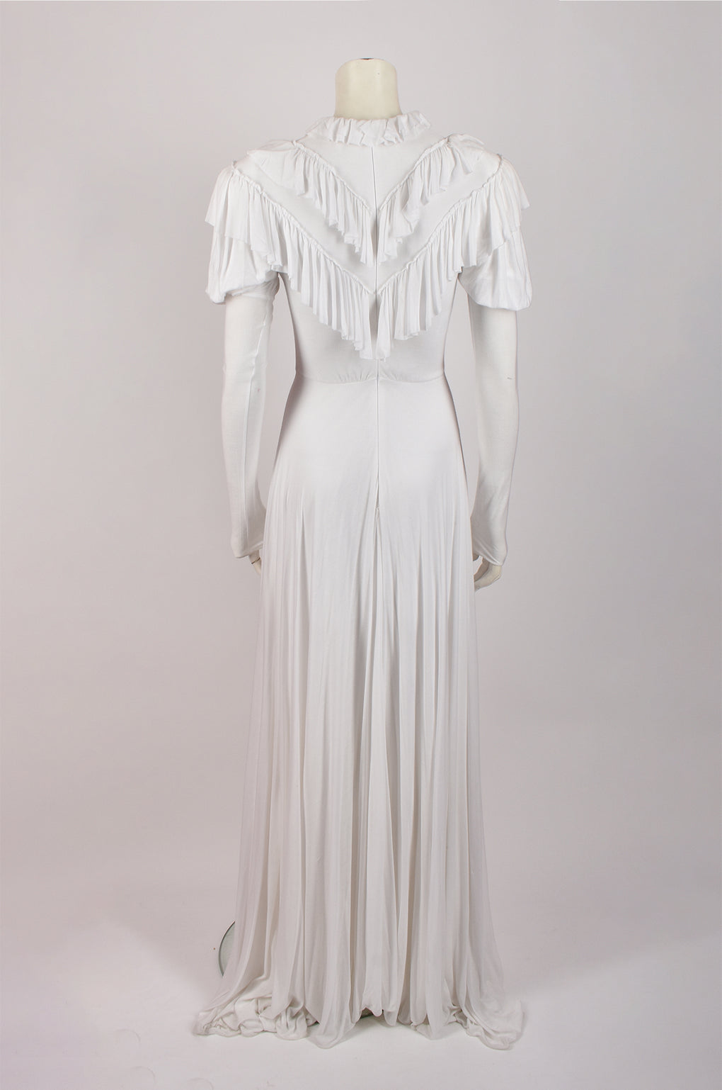 PHILOSOPHY LONG WHITE DRESS WITH FLOUNCES