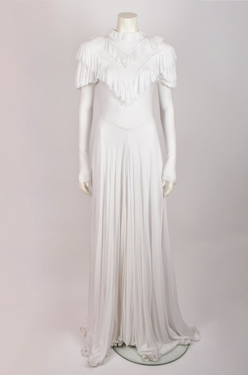 PHILOSOPHY LONG WHITE DRESS WITH FLOUNCES