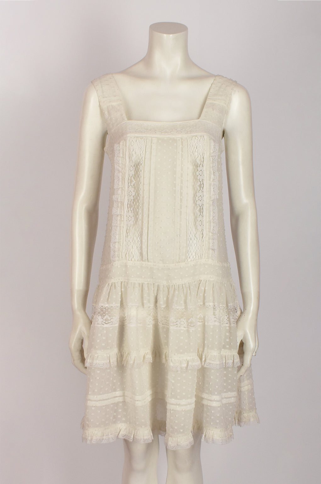 PHILOSOPHY WHITE DRESS WITH LACE DETAILS