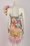 MOSCHINO S/S 2022 EMBROIDERED SEQUIN PRINT DRESS WITH HORSE HEAD