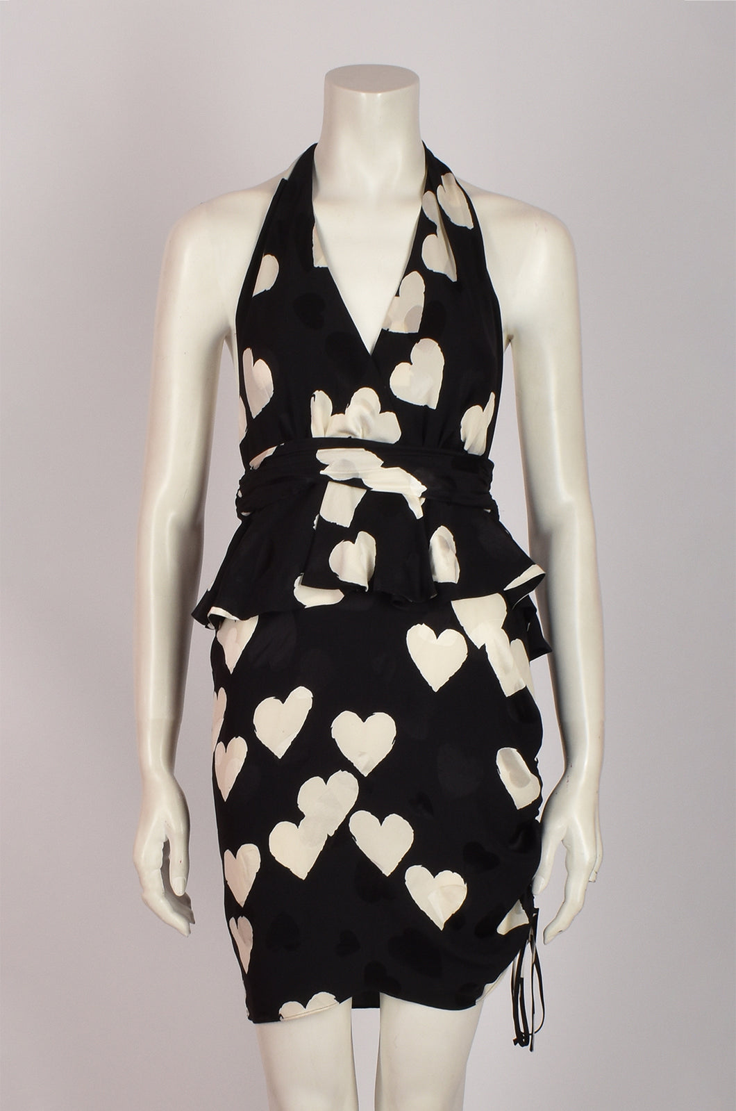 MOSCHINO BLACK HEART PRINT DRESS BACKLESS