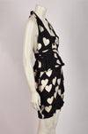 MOSCHINO BLACK HEART PRINT DRESS BACKLESS