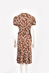 GUCCI BROWN WRAPPED DRESS WITH PEARL