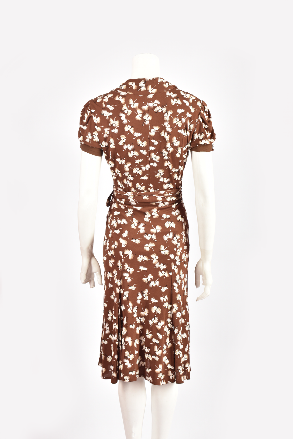 GUCCI BROWN WRAPPED DRESS WITH PEARL
