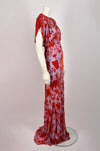 PHILOSOPHY RED AND PURPLE VELVET LONG DRESS