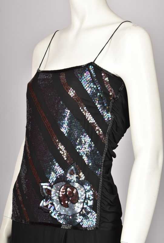 JANICE WAYNWRIGHT SLEEVELESS MAXI SEQUIN GOWN