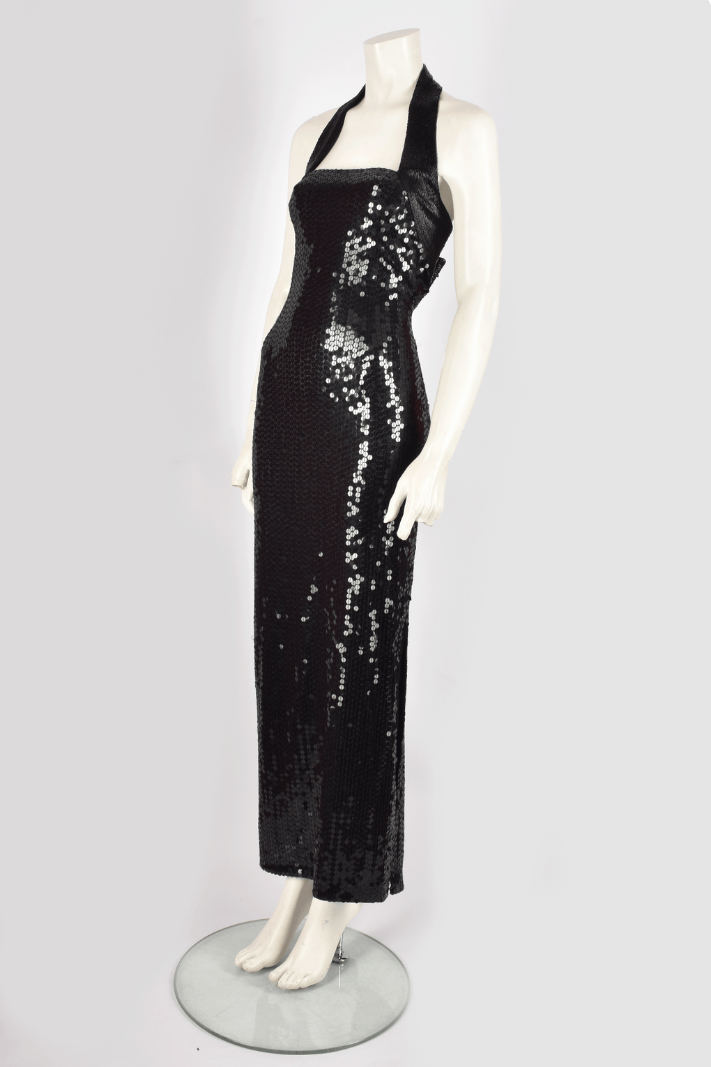 FRANK USHER BLACK SEQUIN DRESS