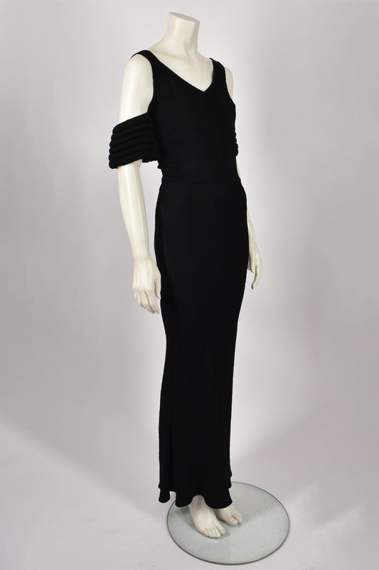 1930's OFF THE SHOULDER BLACK GOWN