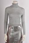 SILVER RIBBED TURTLENECK SWEATER