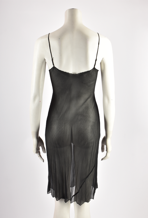 BLACK SHEER SLIP DRESS WITH LACE