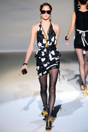 MOSCHINO SPRING 2010 BLACK HEART PRINT DRESS BACKLESS