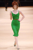 ALEXANDER MCQUEEN F/W 2005 GREEN RUCHED DRESS