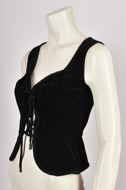 BERNSHAW VELVET LACE UP VEST TOP