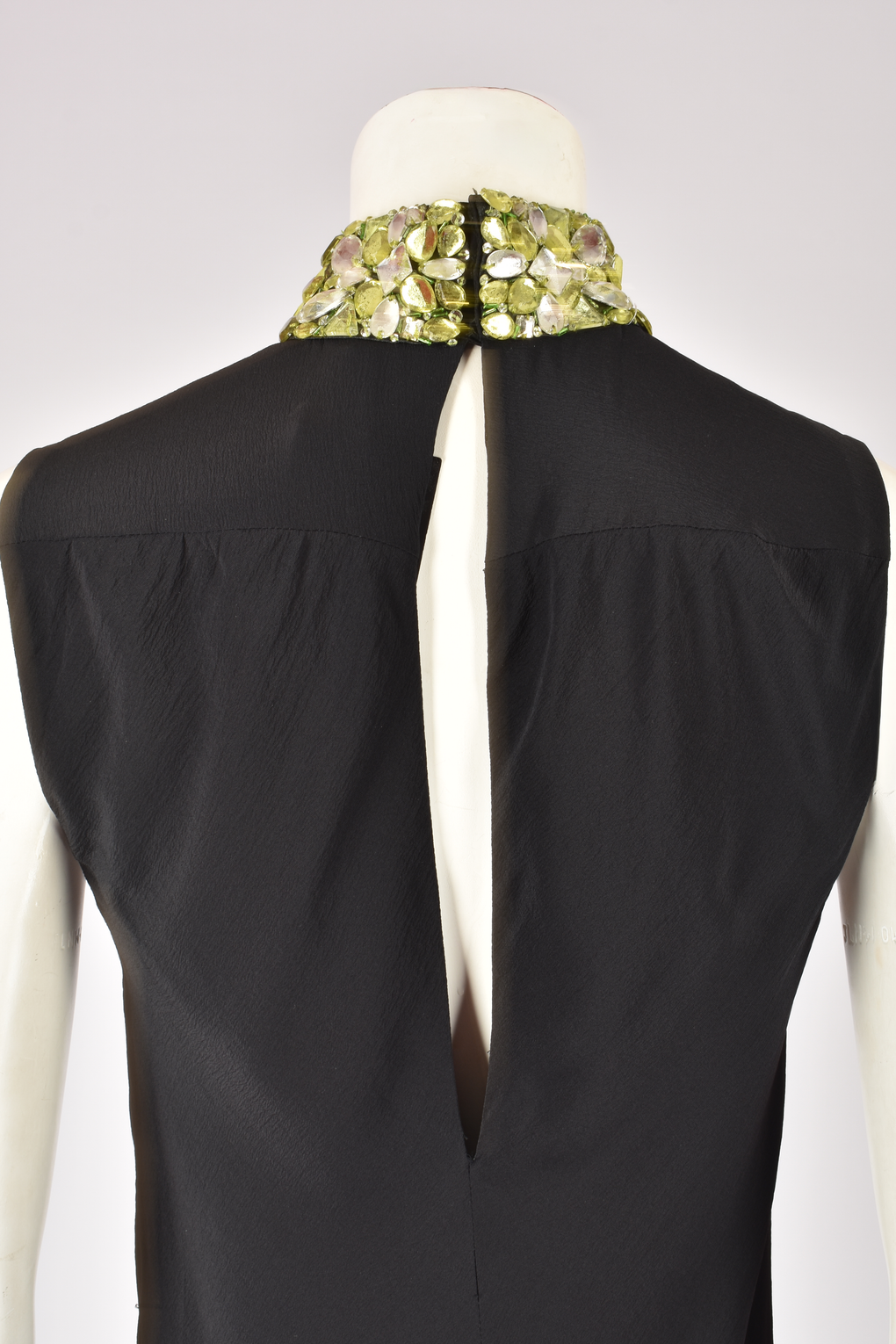 GIANNI VERSACE JEWELLED MOCK-NECK BLACK DRESS