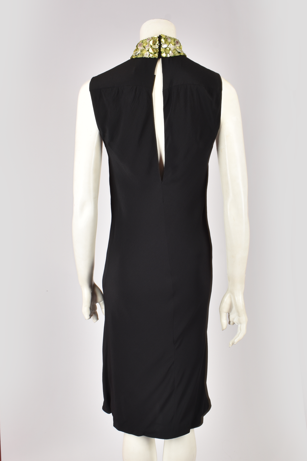 GIANNI VERSACE JEWELLED MOCK-NECK BLACK DRESS