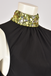 GIANNI VERSACE JEWELLED MOCK-NECK BLACK DRESS