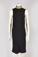 GIANNI VERSACE JEWELLED MOCK-NECK BLACK DRESS