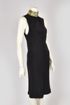 GIANNI VERSACE JEWELLED MOCK-NECK BLACK DRESS