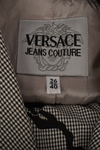 VERSACE JEANS COUTURE GINGHAM SUIT WITH PATCHWORK DETAIL