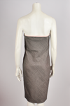 GIANNI VERSACE STRAPLESS PINK AND GREY MIDI DRESS