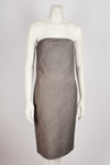 GIANNI VERSACE STRAPLESS PINK AND GREY MIDI DRESS