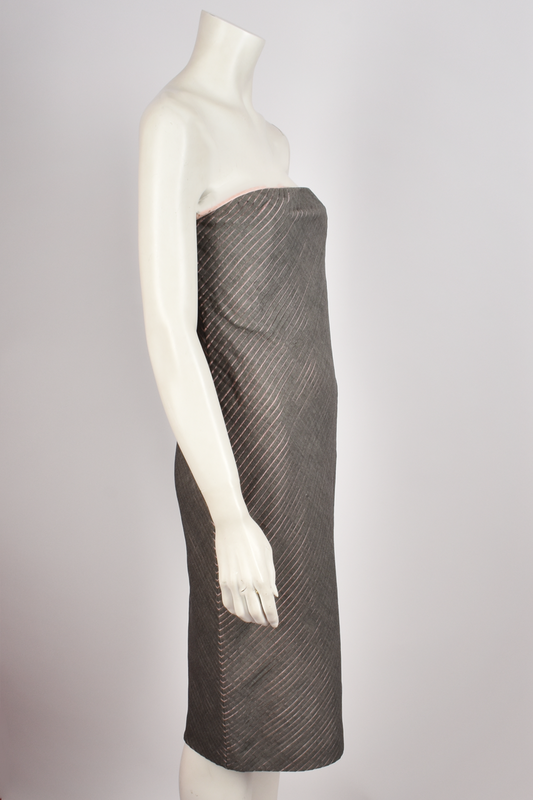 GIANNI VERSACE STRAPLESS PINK AND GREY MIDI DRESS