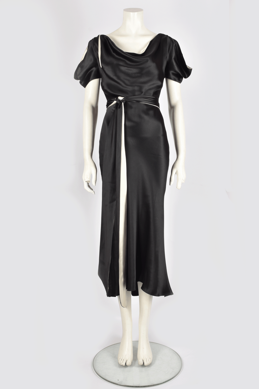 ALEXANDER MCQUEEN BLACK AND WHITE SATIN DRESS