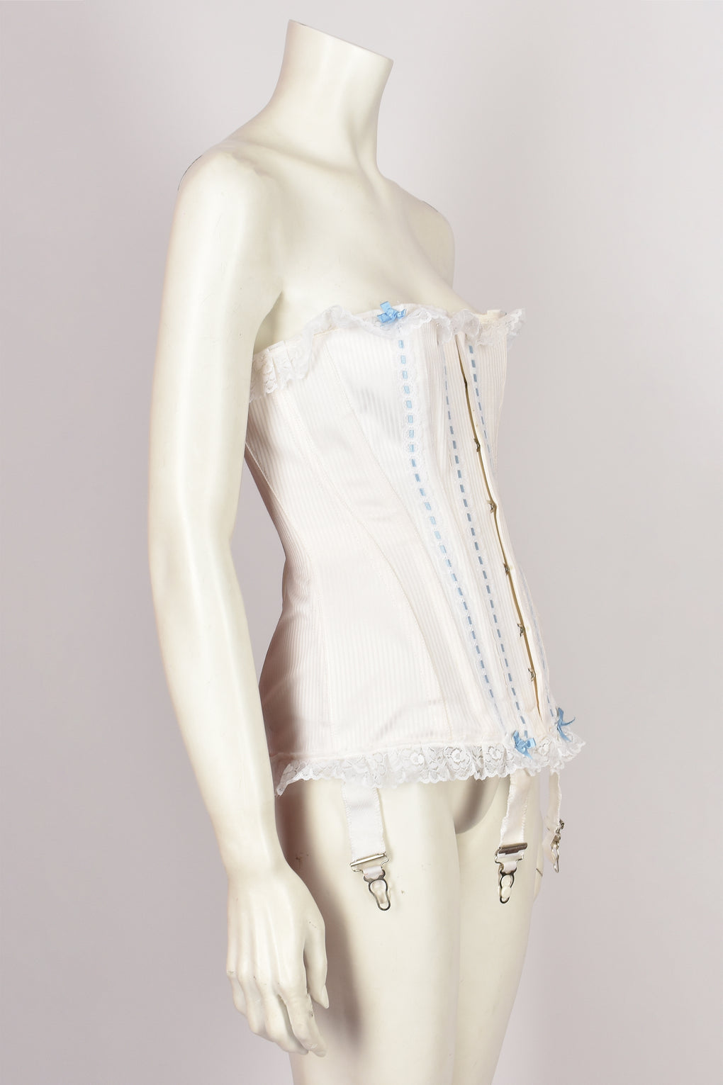 1960's BLUE AND WHITE STRAPLESS CORSET