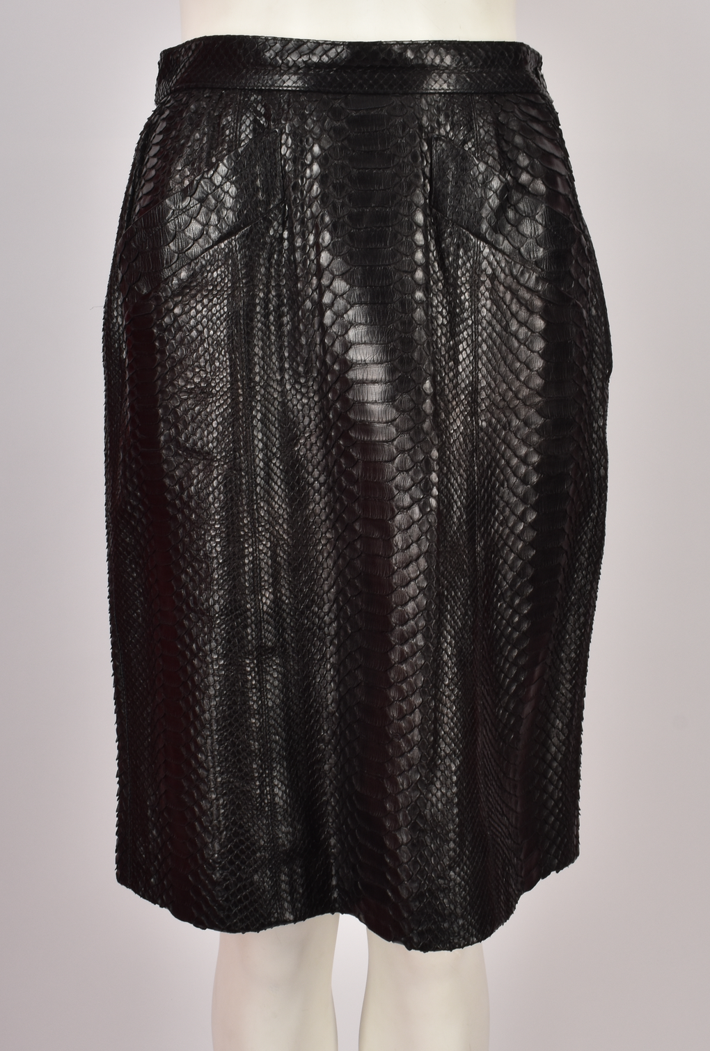 YVES SAINT LAURENT BLLACK PYTHON MIDI SKIRT