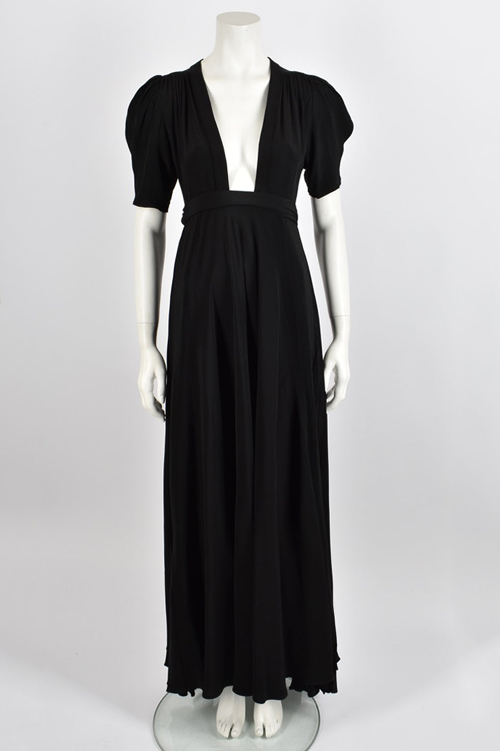 OSSIE CLARK 1960s black maxi dress M