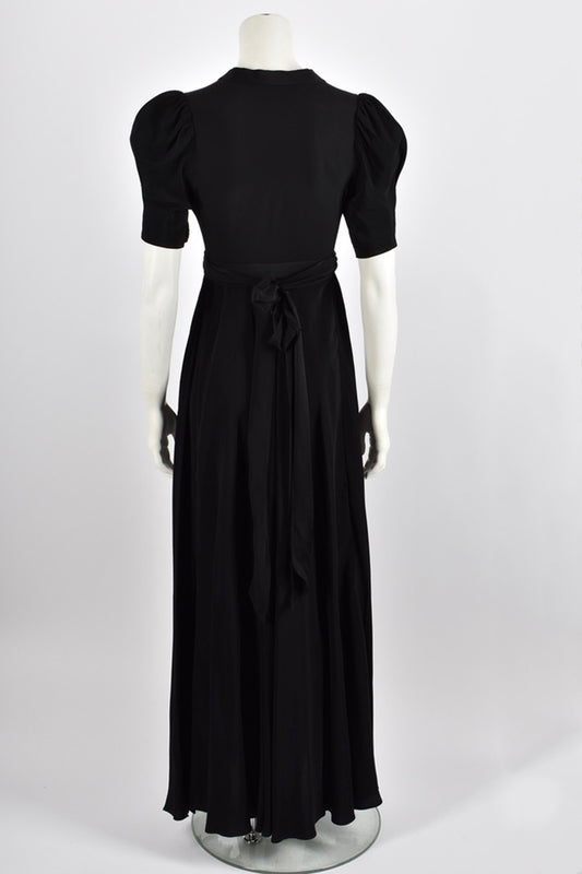 OSSIE CLARK 1960s black maxi dress M