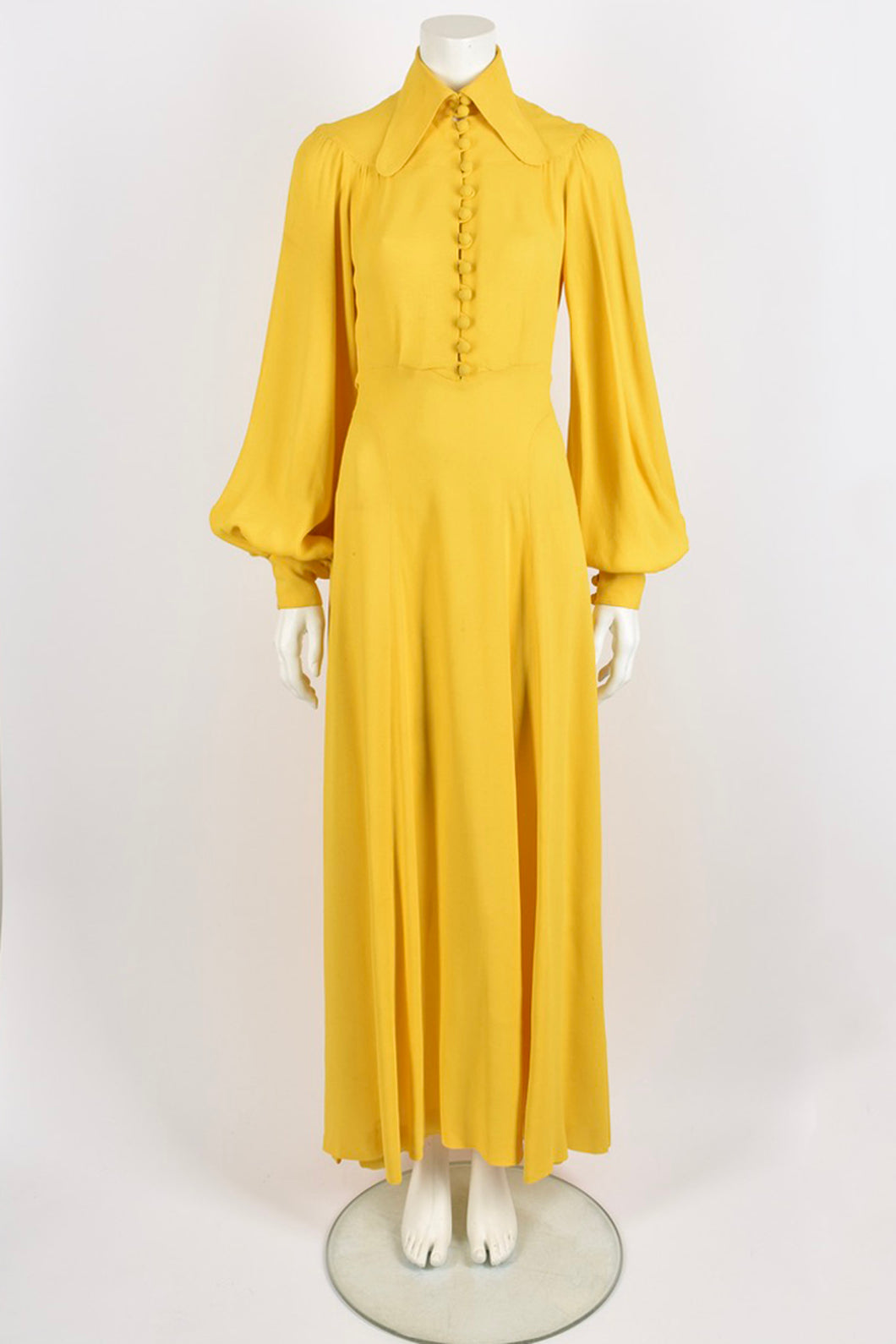 OSSIE CLARK 1970s yellow maxi dress S-M-L