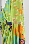FRANK USHER 1970s green flower print dress M
