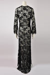 VINTAGE 30s black lace flared gown M