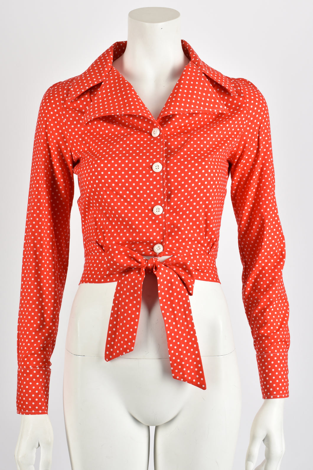 DARLING HAGER 1970s red spotty shirt XS-S