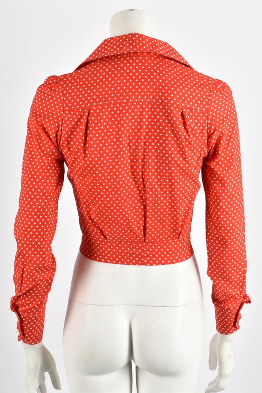 DARLING HAGER 1970s red spotty shirt XS-S