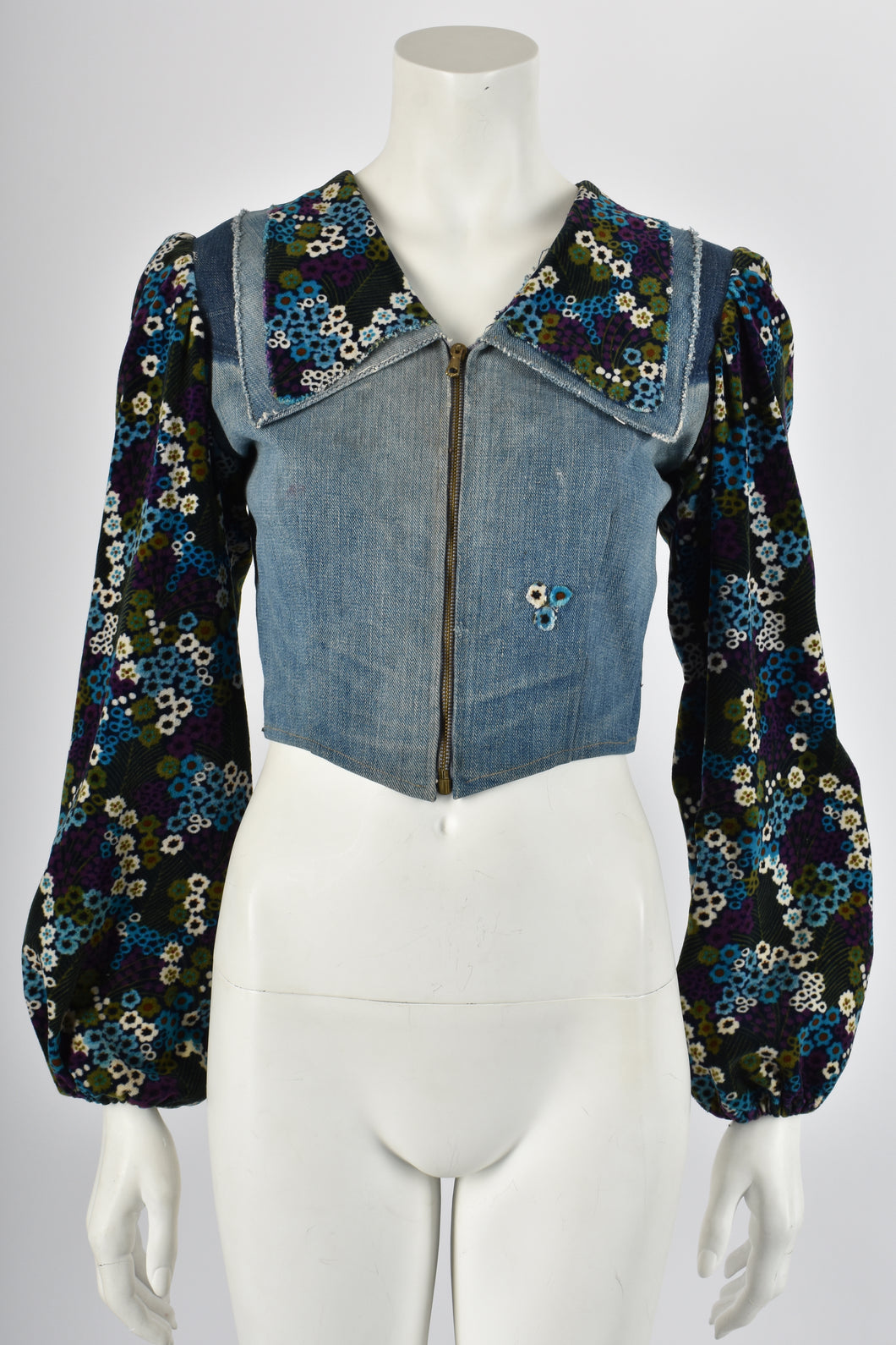 VINTAGE 1970s denim patchwork jacket