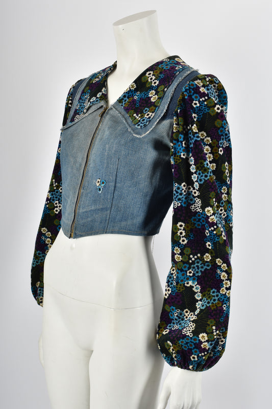 VINTAGE 1970s denim patchwork jacket