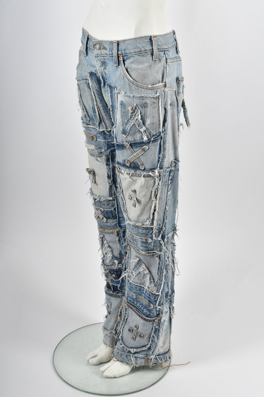 LEVIS STRAUSS 1980s customised denim patchwork jeans