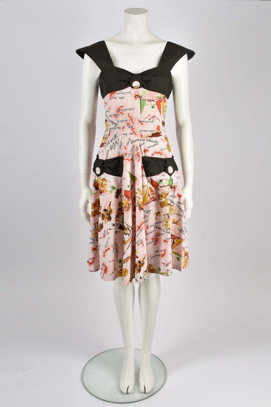 MISS MOUSE 70s novelty print dress / S