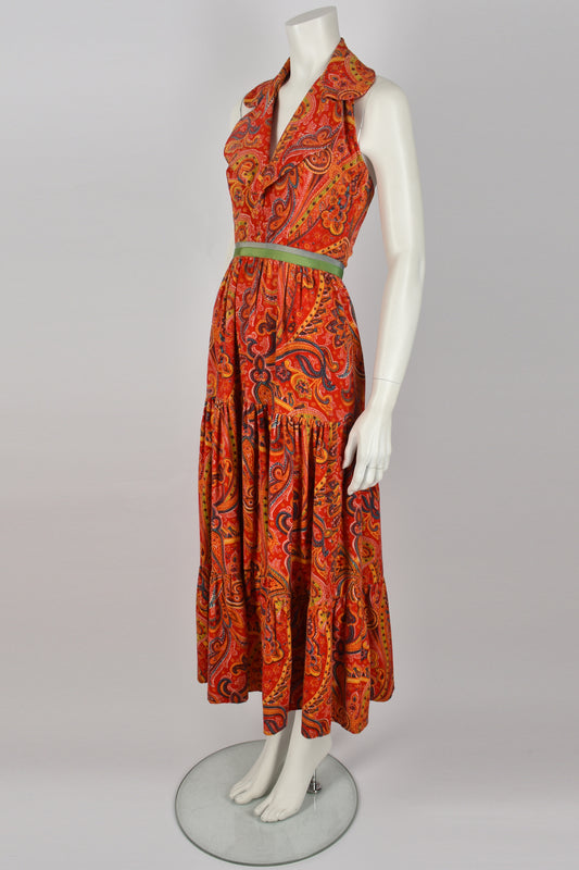 SUSAN SMALL paisley halter neck dress XS-S