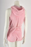 VINTAGE 60s pink hooded towelling playsuit M-L