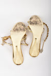 ROBERTO CAVALLI crystals gold leather shoes / 41