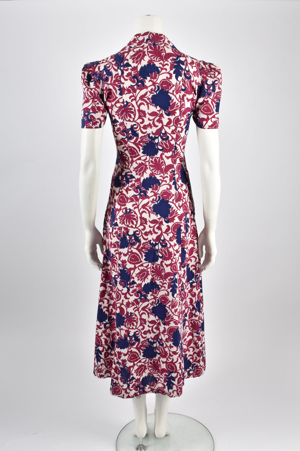 Vintage 30s flower print cotton tea dress / S