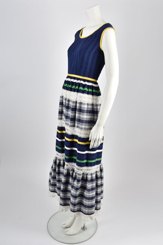 LOUIS FERAUD 60s summer check dress / S-M