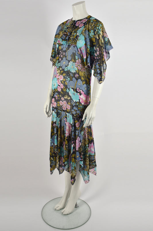 DAVID SILVERMAN 70s floral print dress S